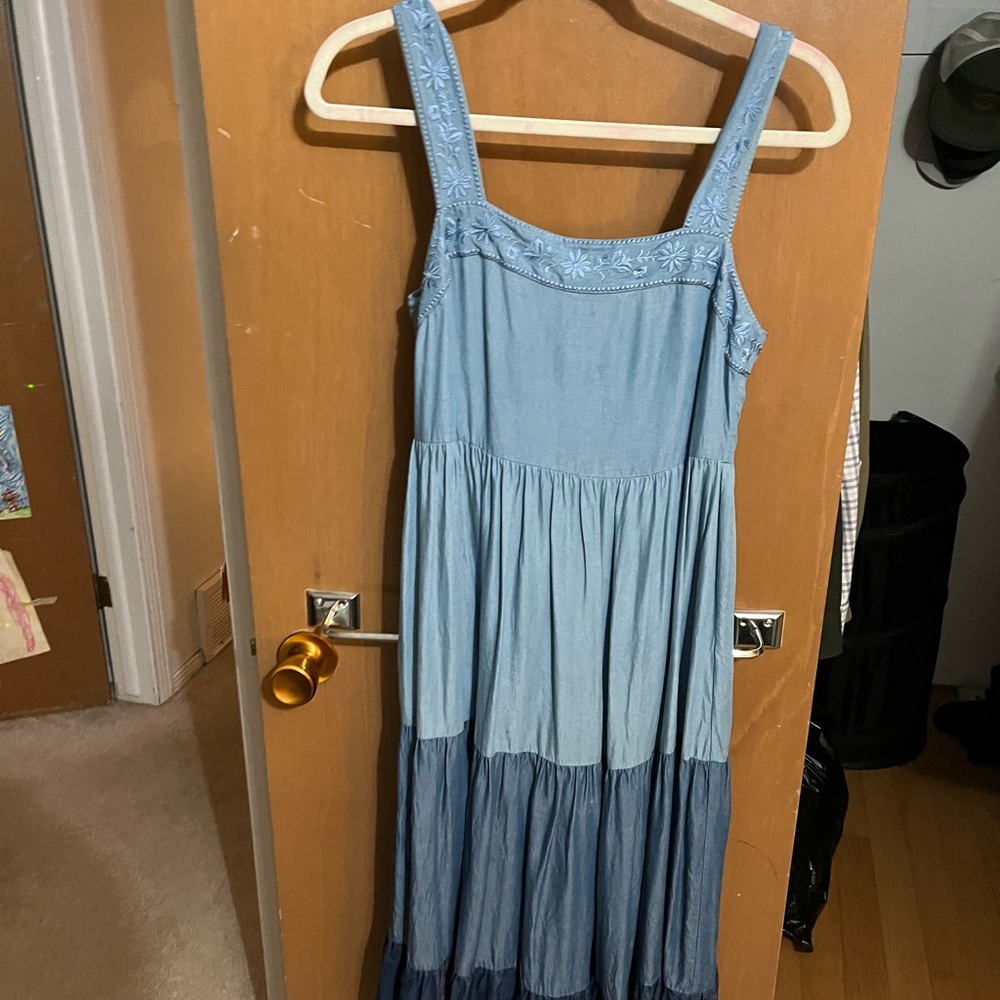 Kate Spade Blue Tiered Midi Dress - Picture 3 of 5